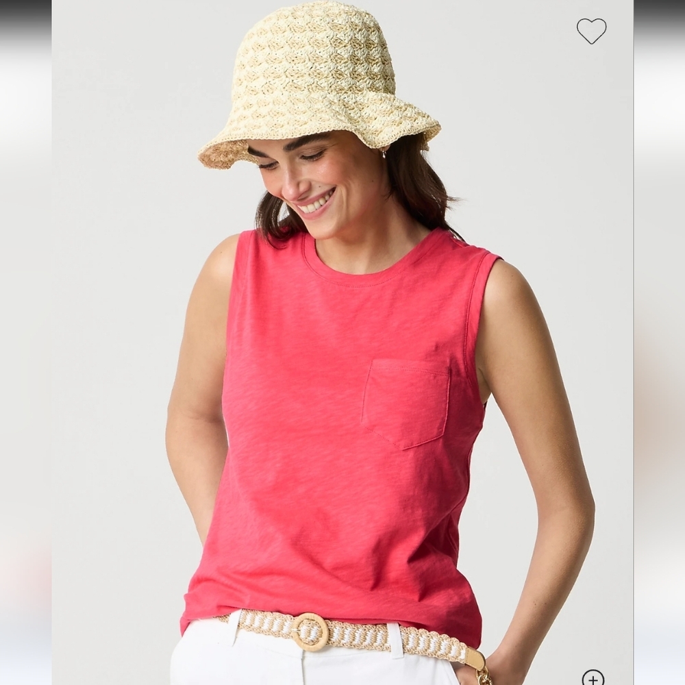 J. Crew Coral Pink Girlfriend Pocket Tank 2X/3X NWT